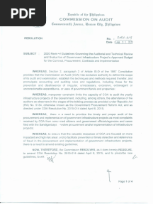 COA Resolution No. 2020-014 Dated January 31, 2020 - Review of Government Contracts