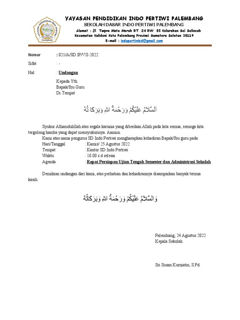 Surat Undangan Rapat | PDF