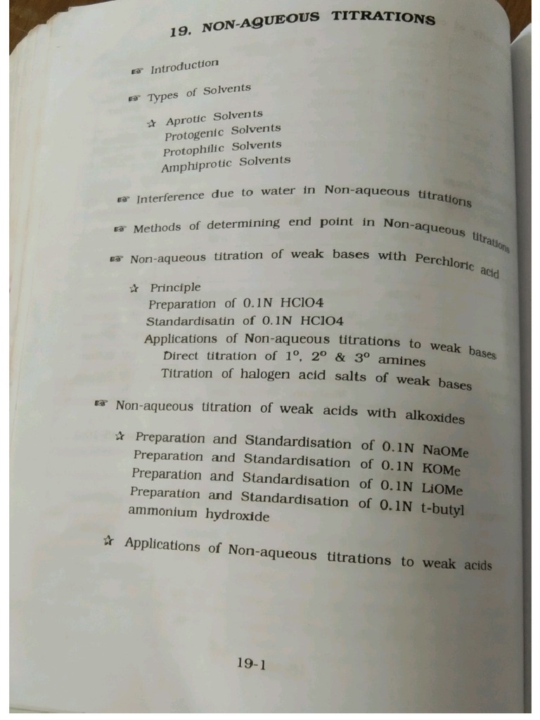 Application Of Non Aqueous Titration In Drug Analysis