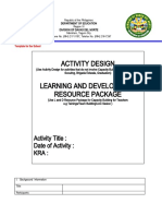 Activity Design Template For Schools