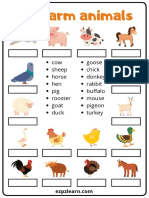 Farm Animals Words Match 1