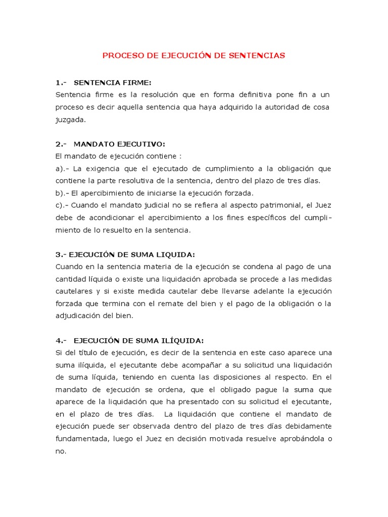 Proceso de Ejecución de Sentencias Civiles | PDF | Sentencia (ley ...