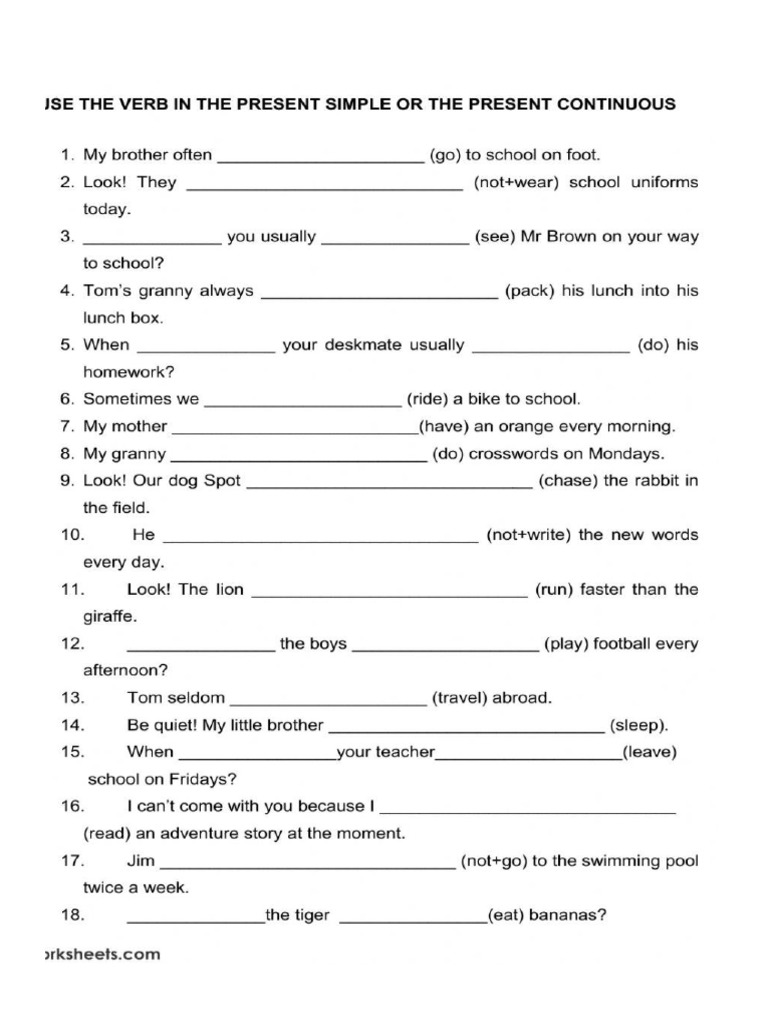 Present Simple VS Present Continuous 4 | PDF