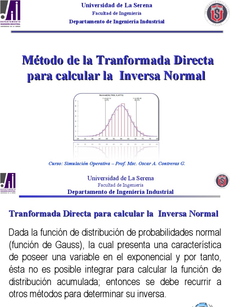 Inversa Normal con Transformada Directa | PDF | Distribución normal | Media