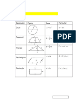 List of Area and Volume Formulas in Geometry