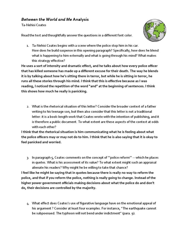 Analysis of TaNehisi Coates' Letter PDF Rhetoric