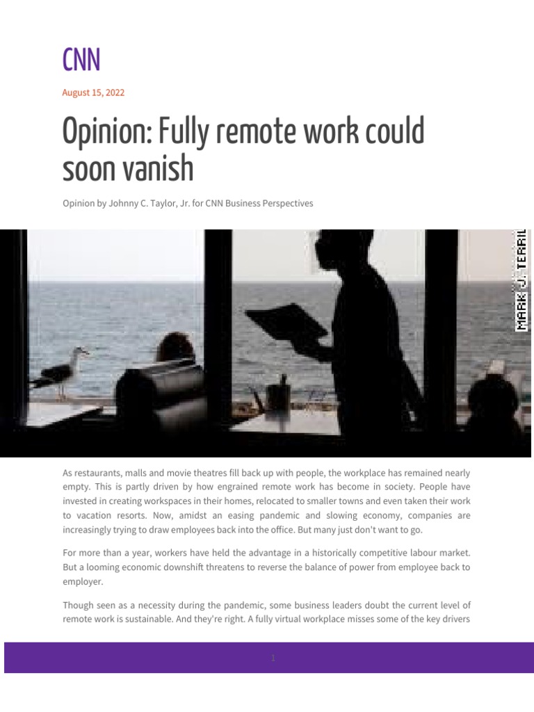Opinion Fully Remote Work Could Soon Vanish PDF Employment
