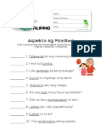 Aspekto NG Pandiwa Grade 5 Worksheet 4