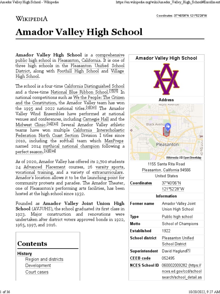 Amador Valley High School Wikipedia Pdf