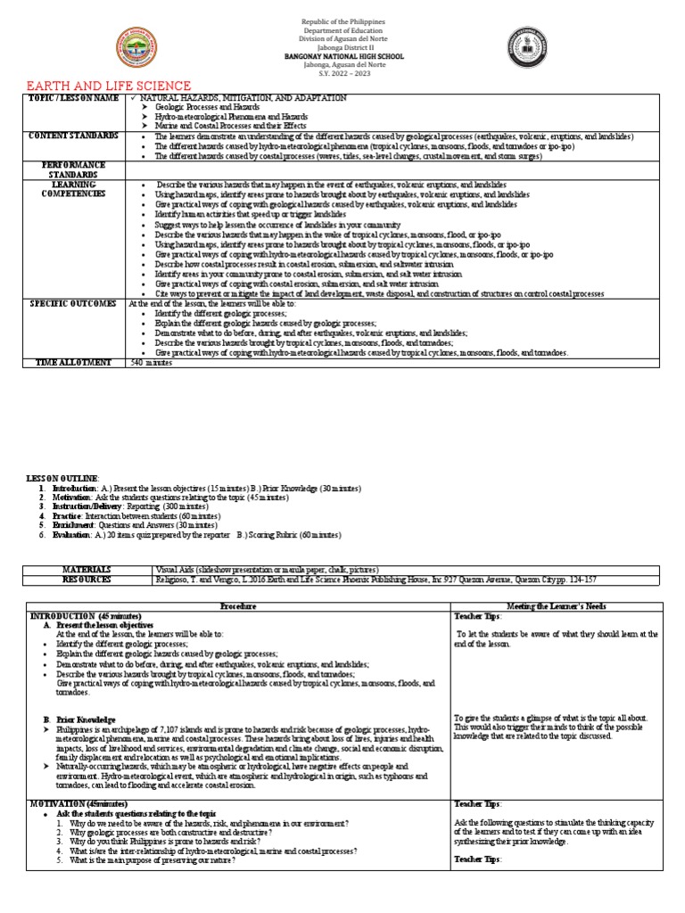 Earth And Life Science103a Pdf Hazards Flood