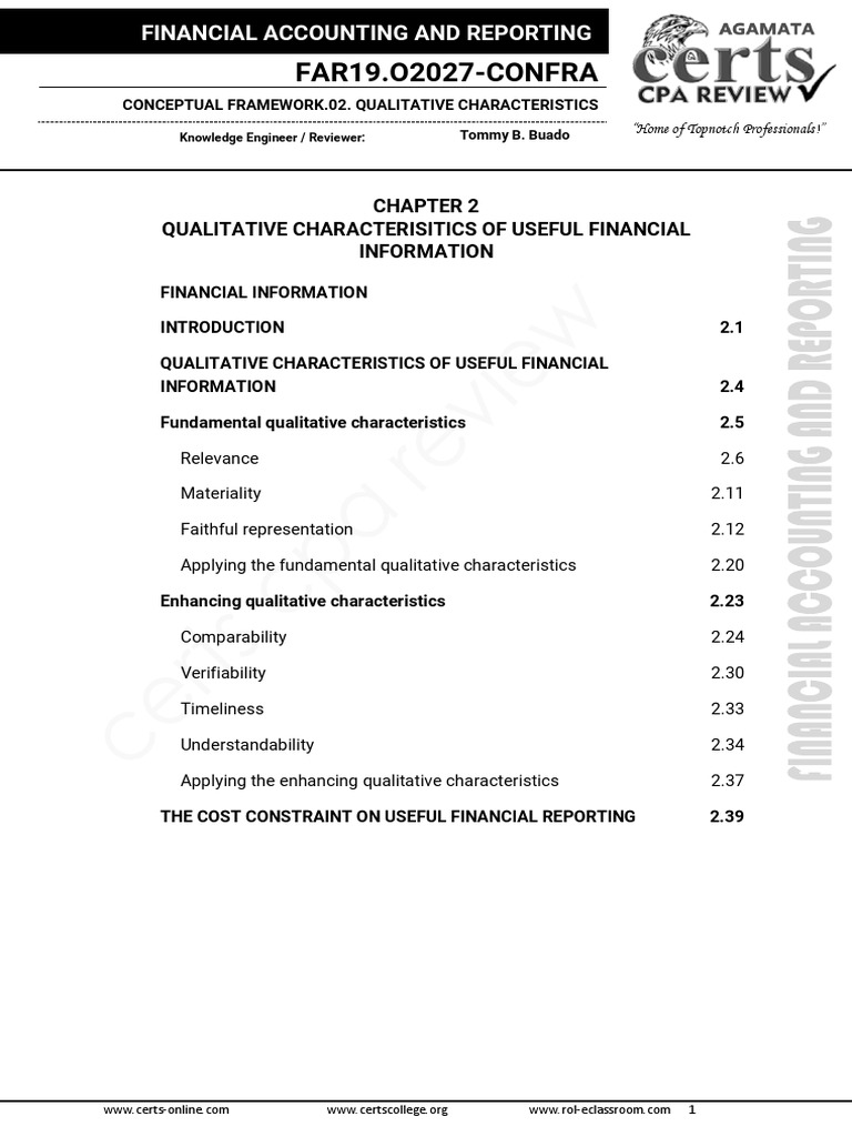 QUALITATIVE CHARACTERISTICS OF USEFUL FINANCIAL INFORMATION. PDF