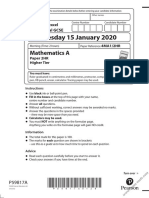 Wednesday 15 January 2020: Mathematics A