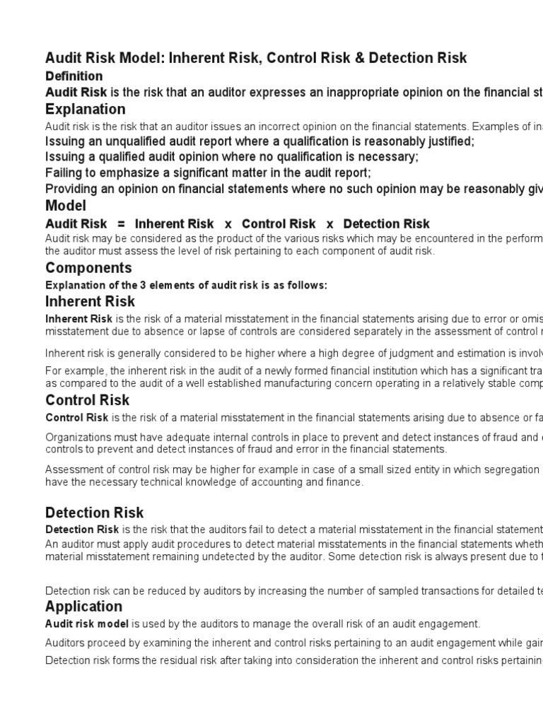 Audit Risk Model Inherent Risk, Control Risk & Detection Risk PDF