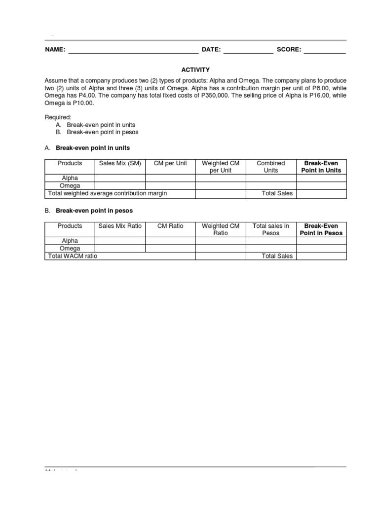 CVP Analysis Activity - 2 | PDF