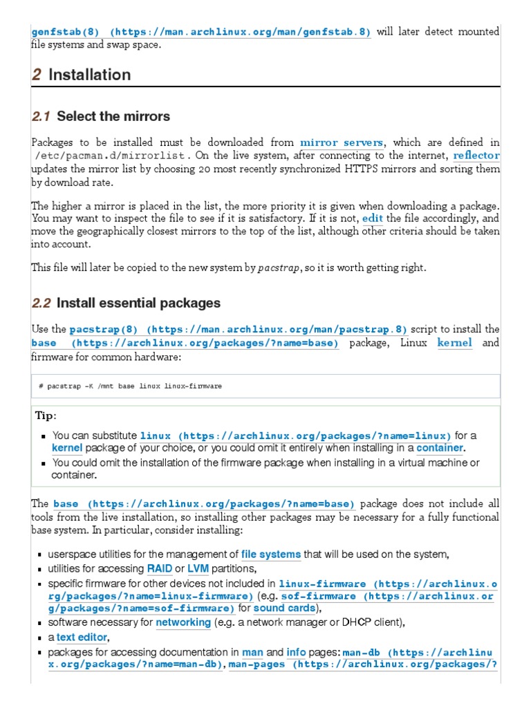 Arch Linux Installation Essentials | PDF | Linux | Utility Software