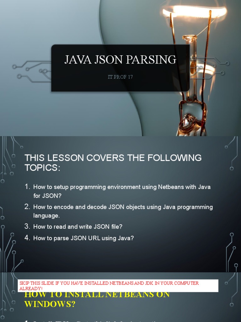 Lesson 4 - JAVA JSON Parsing | PDF | Java (Programming Language ...