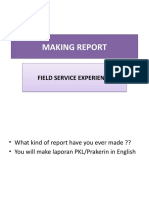 FIELD SERVICE EXPERIENCE REPORT