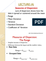Measures of Dispersion: Calculating Range, Mean Deviation, Variance and Standard Deviation