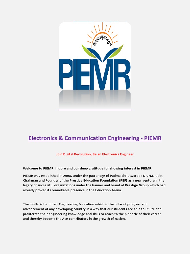 Electronics Communication Engineering At Piemr Pdf Expert
