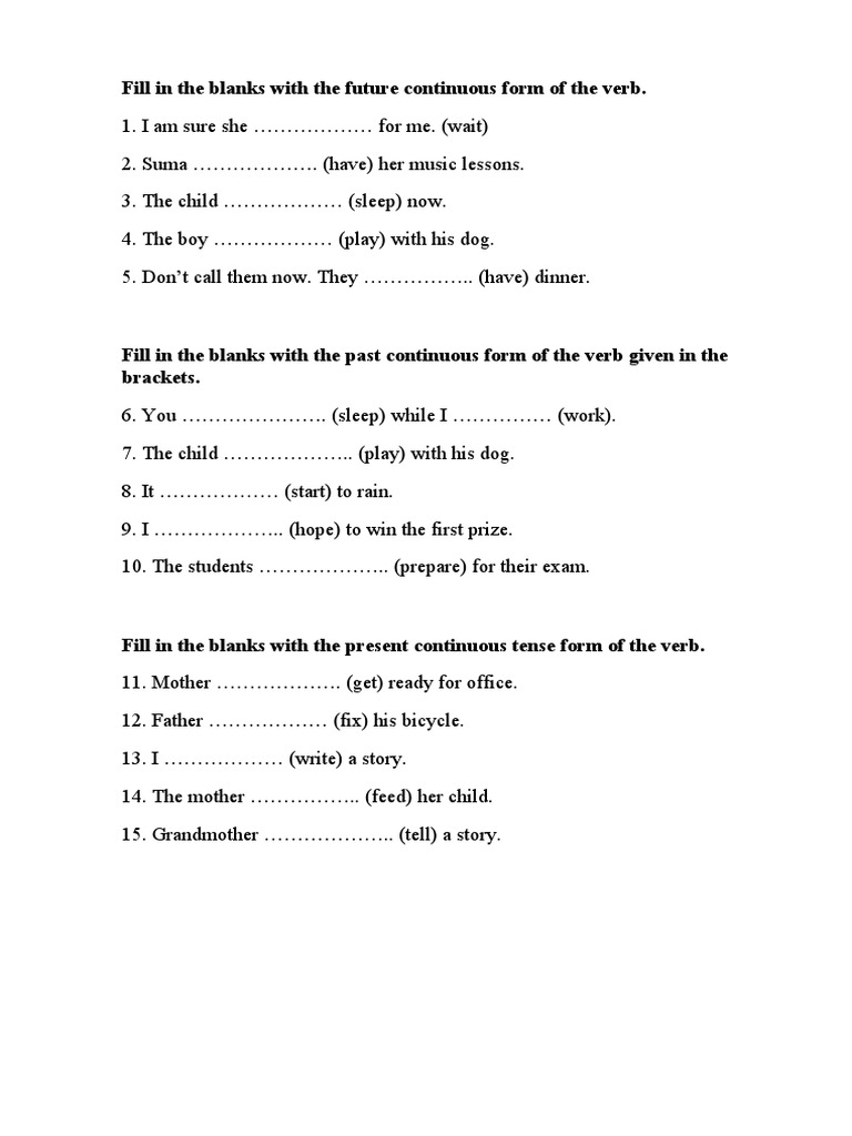 Fill in The Blanks With The Future Continuous Form of The Verb | PDF