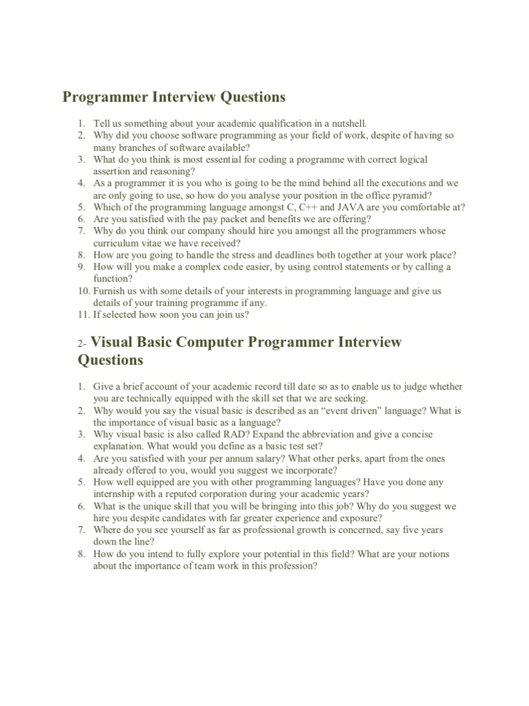 Programmer Interview Questions: C C C C ! 