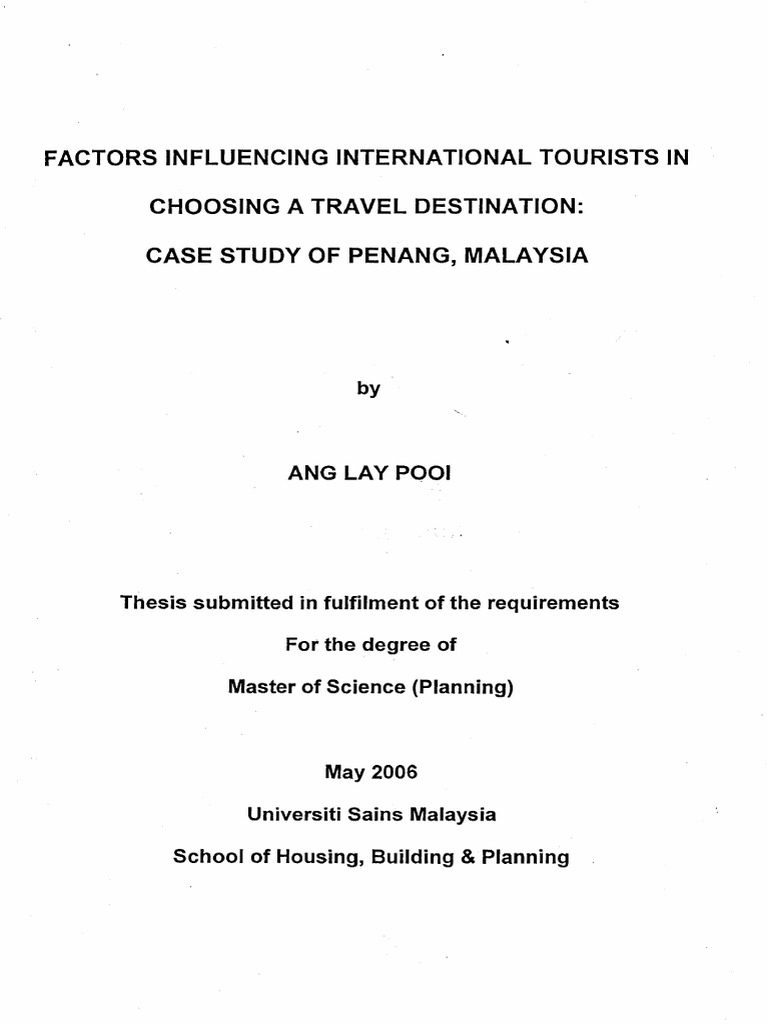 Penang Tourism: Influencing Factors | PDF | Cost Of Living | Tourism