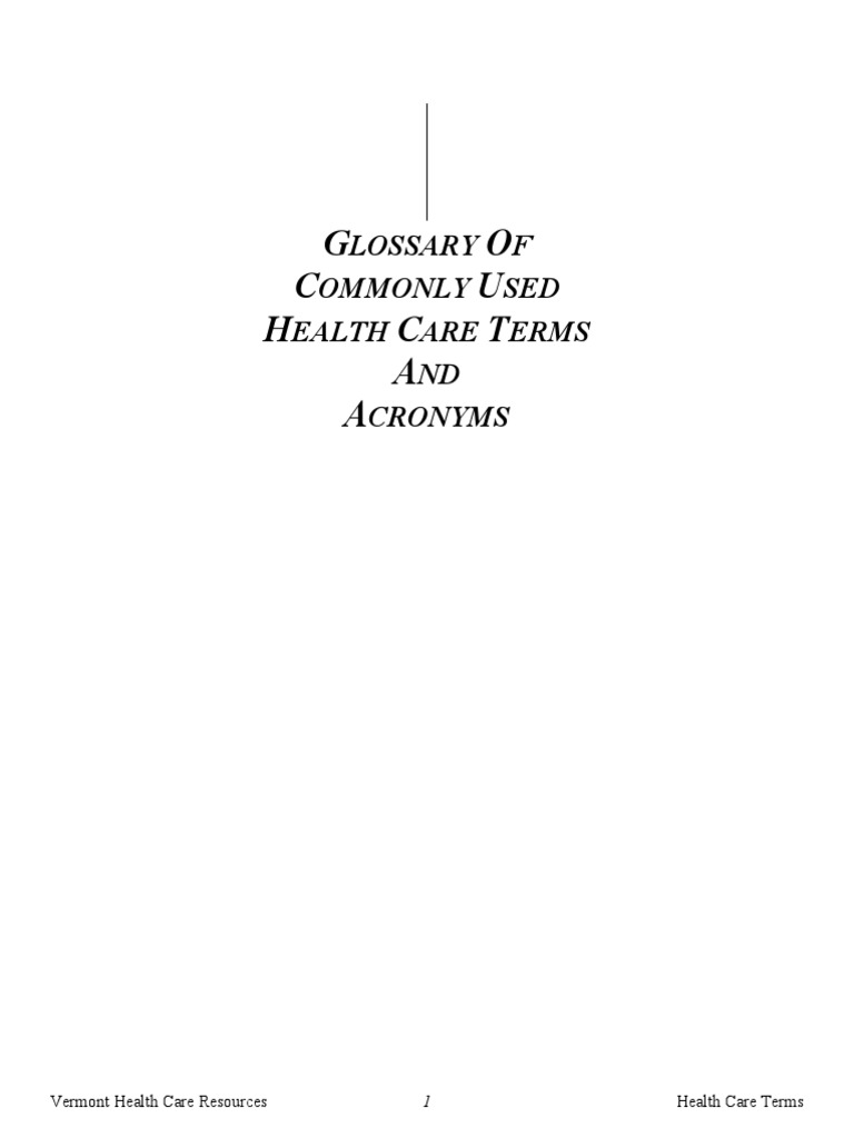 Glossary of Commonly Used Health Care Terms PDF Medicare (United