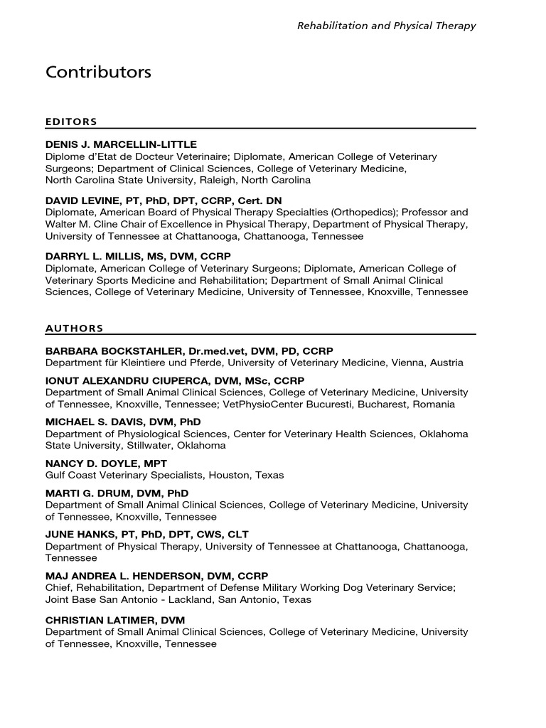 Contributors 2015 Veterinary Clinics of North America Small Animal