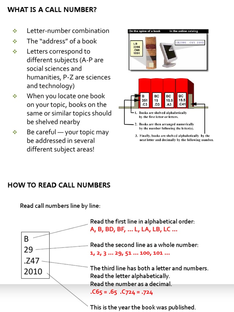 How To Read Call Numbers - Supplement | PDF