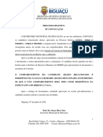 Convocação Processo Seletivo Prefeitura de Biguaçu
