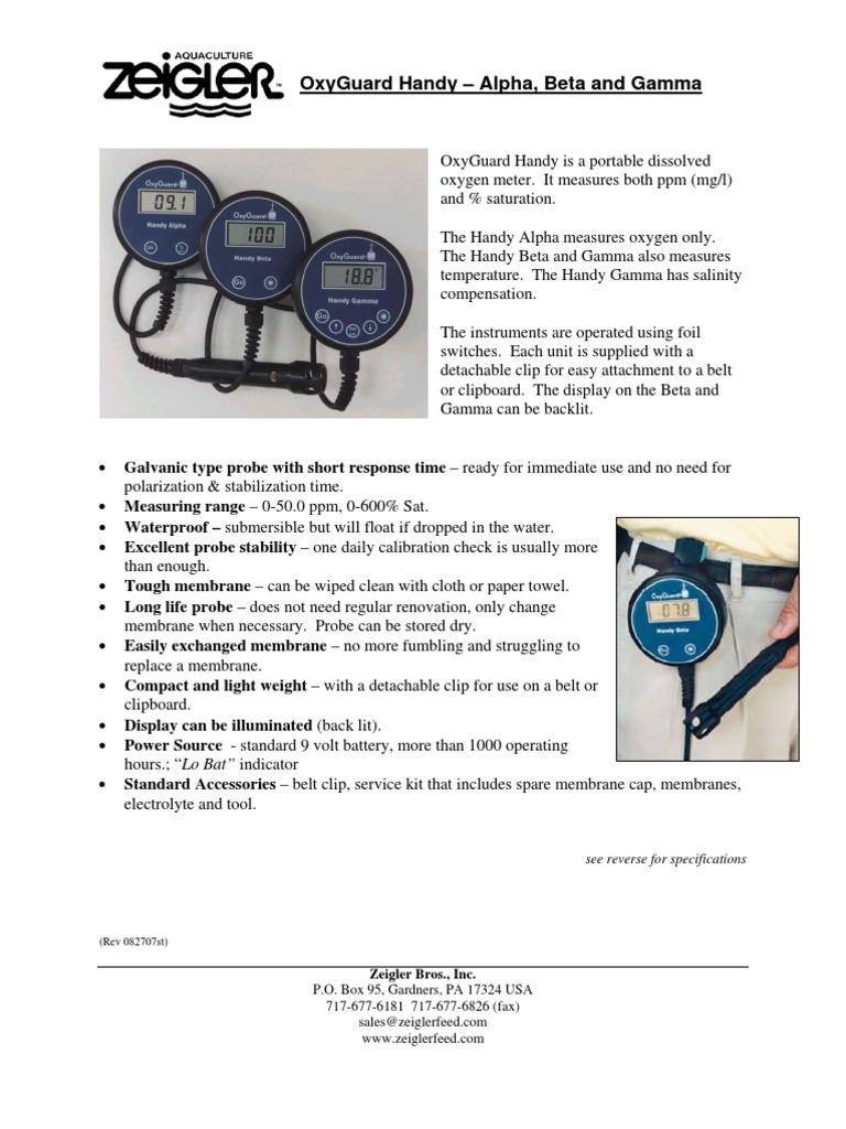 OxyGuard Handy Portable Oxygen Meters | PDF | Salinity | Calibration