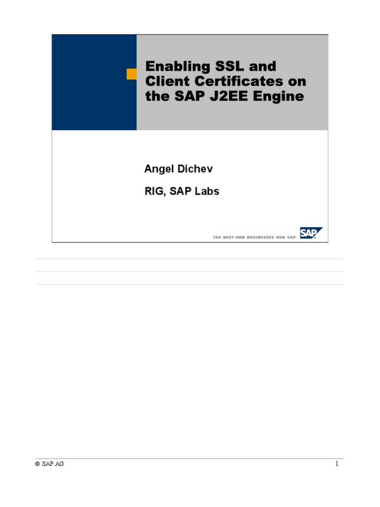Enabling SSL&Client Certificates On The SAPJ2 EEEngine | PDF