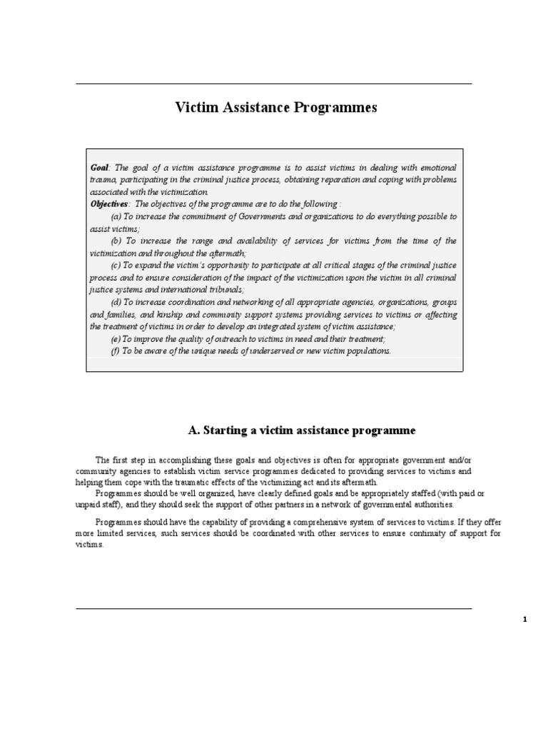 Victim Assistance Program Overview | PDF | Victimisation | Crimes