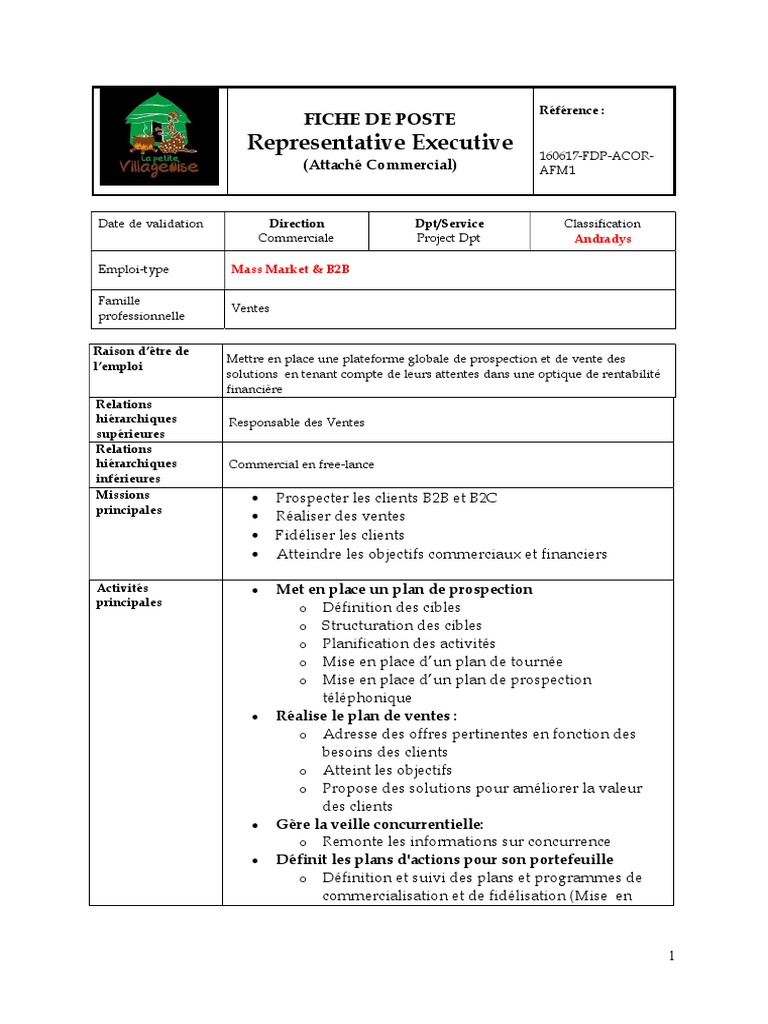 Fiche de Poste LPV Commercial | PDF | Sodles | Commercialisation