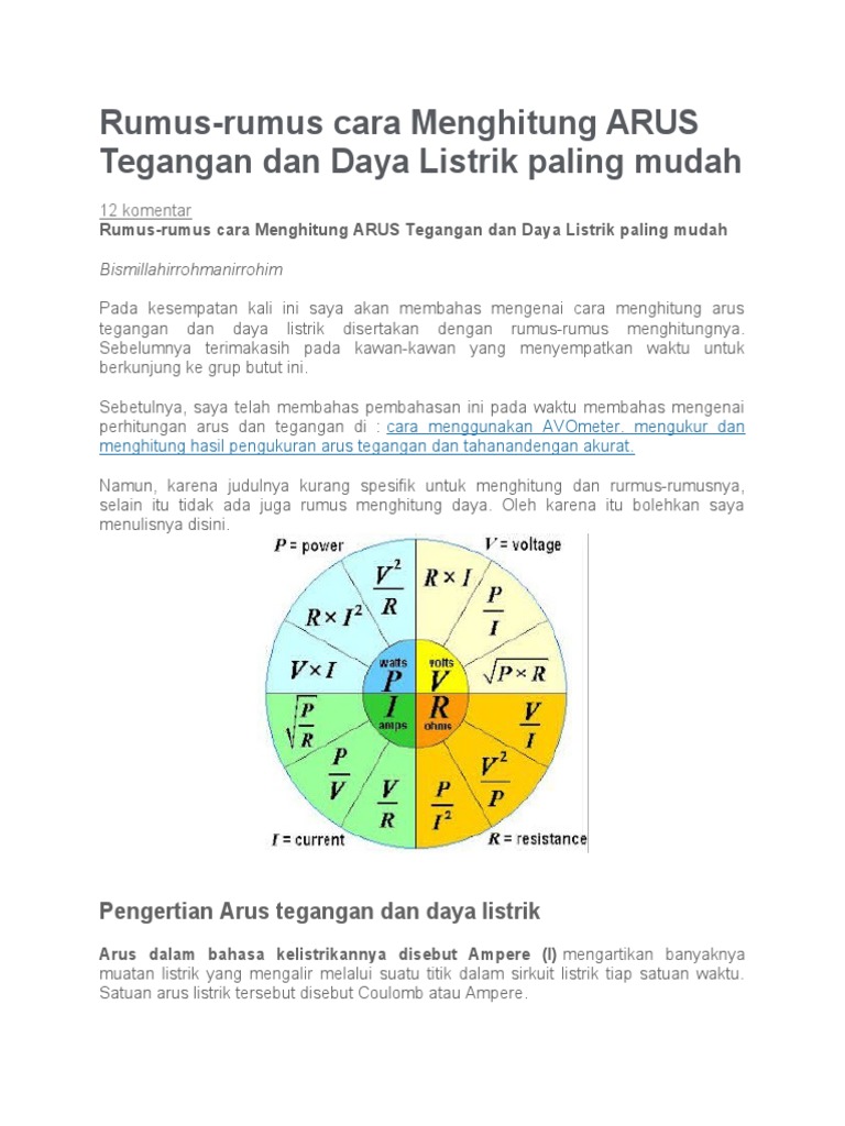 Rumus Menghitung Arus dan Daya Listrik | PDF
