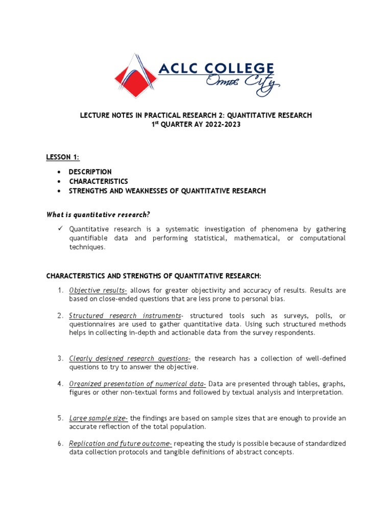 PR 2 Reviewer 1st QTR | PDF | Statistics | Quantitative Research
