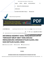 Informasi Keempat Hasil Pengawasan Bpom Terhadap Sirup Obat Yang Diduga Mengandung Cemaran Etilen Glikol (Eg) Dan Dietilen Glikol (Deg)