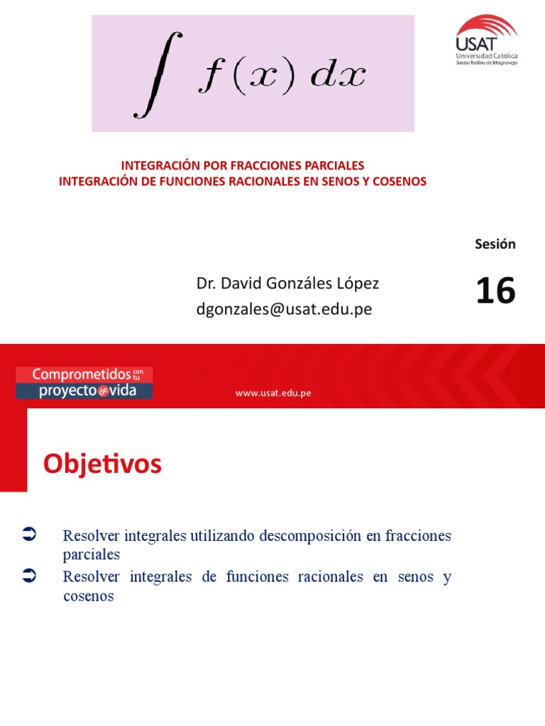 S16 Integrac Por Fracciones Parciales - Int Fun Racionales 2022 - Ii ...