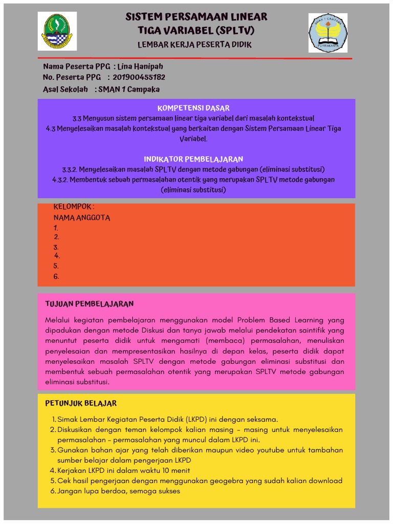 Pembelajaran SPLT Tiga Variabel Metode Gabungan | PDF