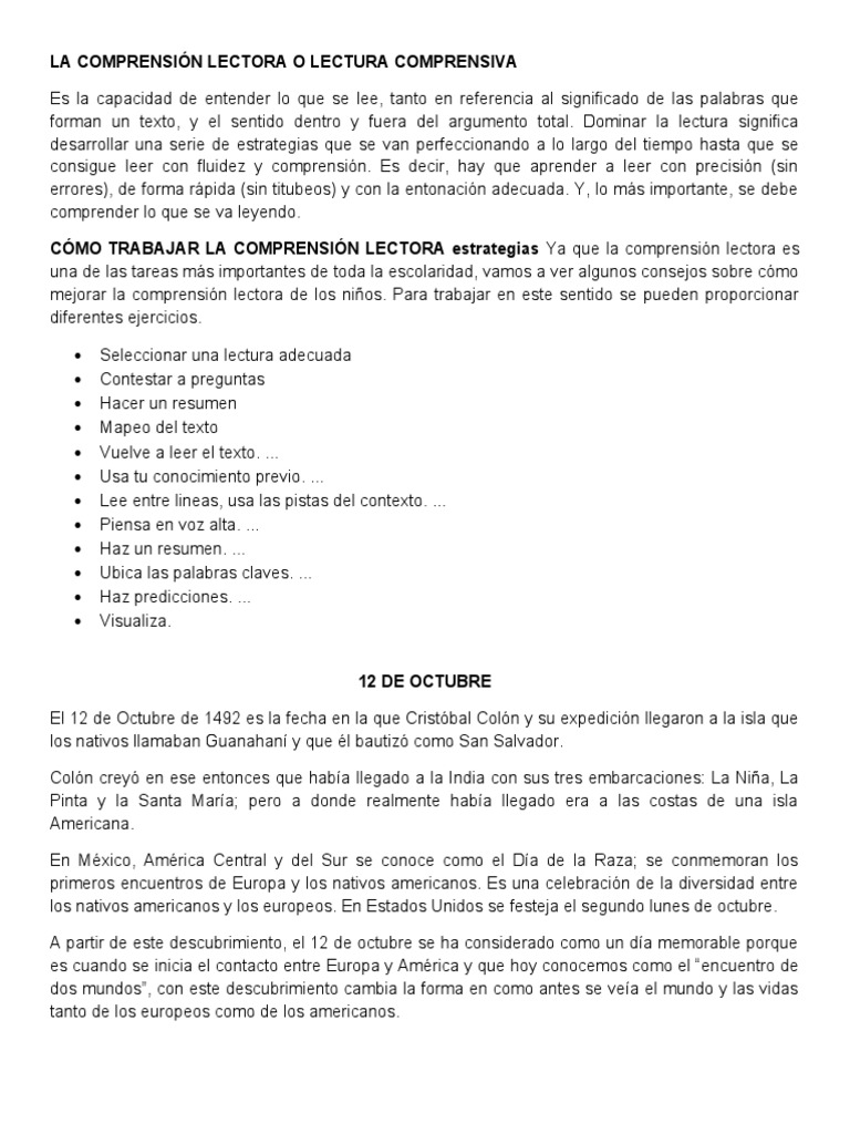 La Comprensión Lectora o Lectura Comprensiva | PDF | Estudios de ...