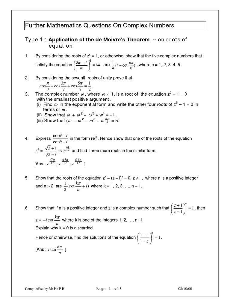 Complex | PDF | Complex Number | Equations