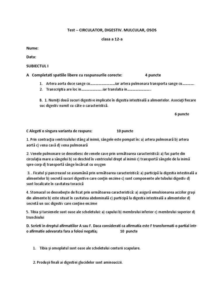 Test - Dig, Circ, Oculomotor | PDF