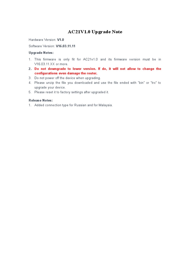 AC21 V1.0 Firmware Upgrade Guide | PDF | Computers