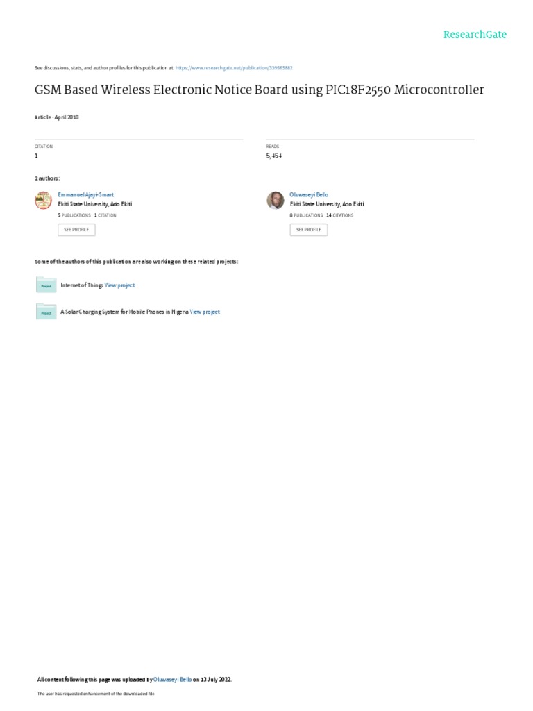 GSM Based Wireless Electronic Notice Board Using PIC18F2550 Microcontroller PDF Modem
