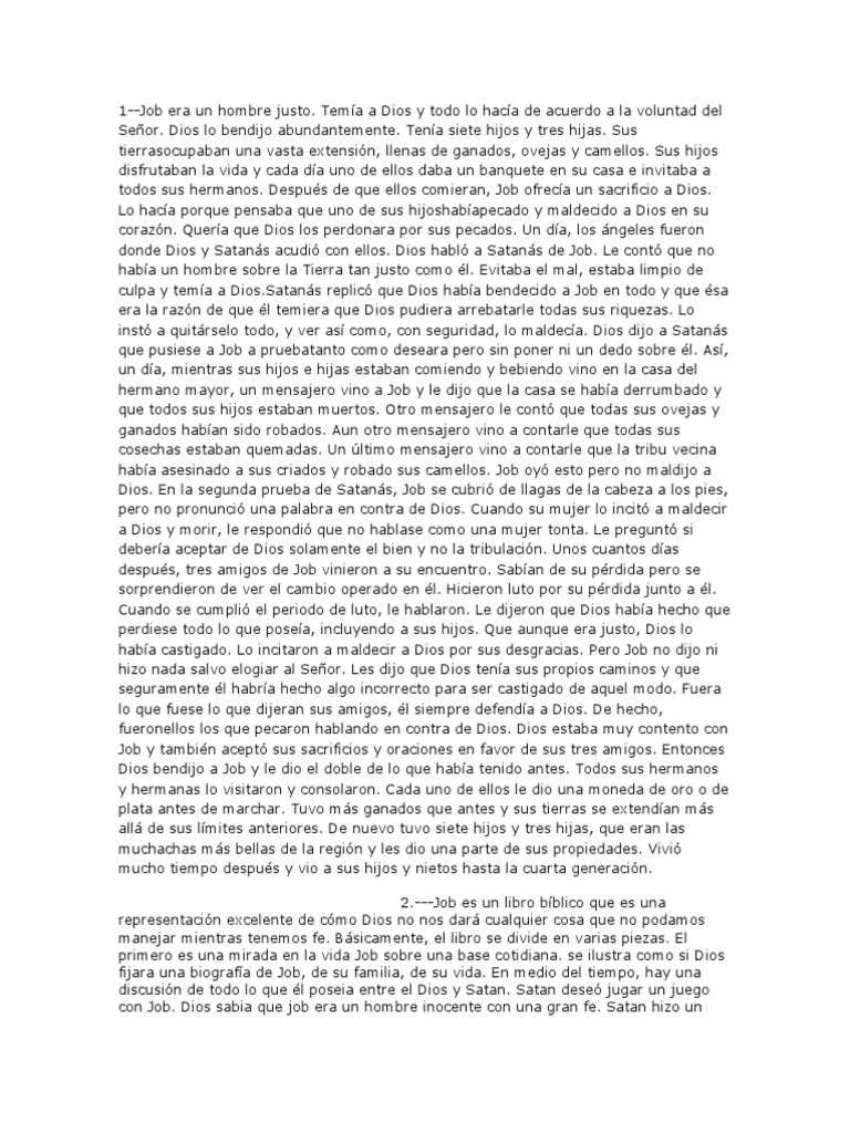 La Fe y Pruebas de Job en la Biblia | PDF | Libro de trabajo | Satán