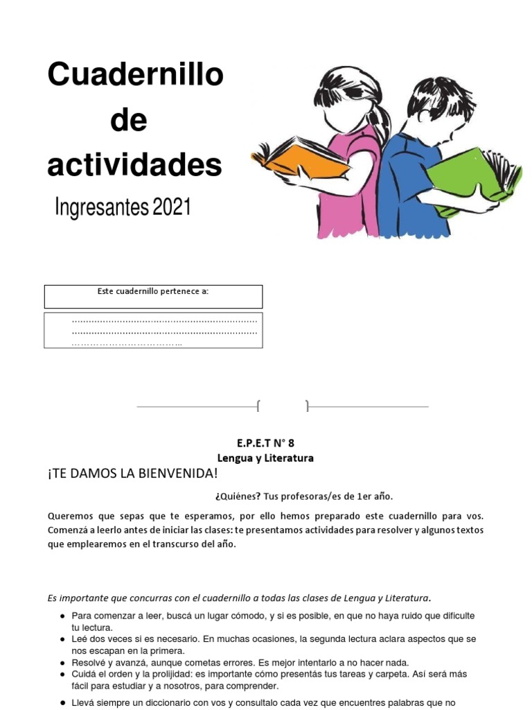 Cuadernillo de Lengua y Literatura 1º Año | PDF | Verbo | Morfología ...