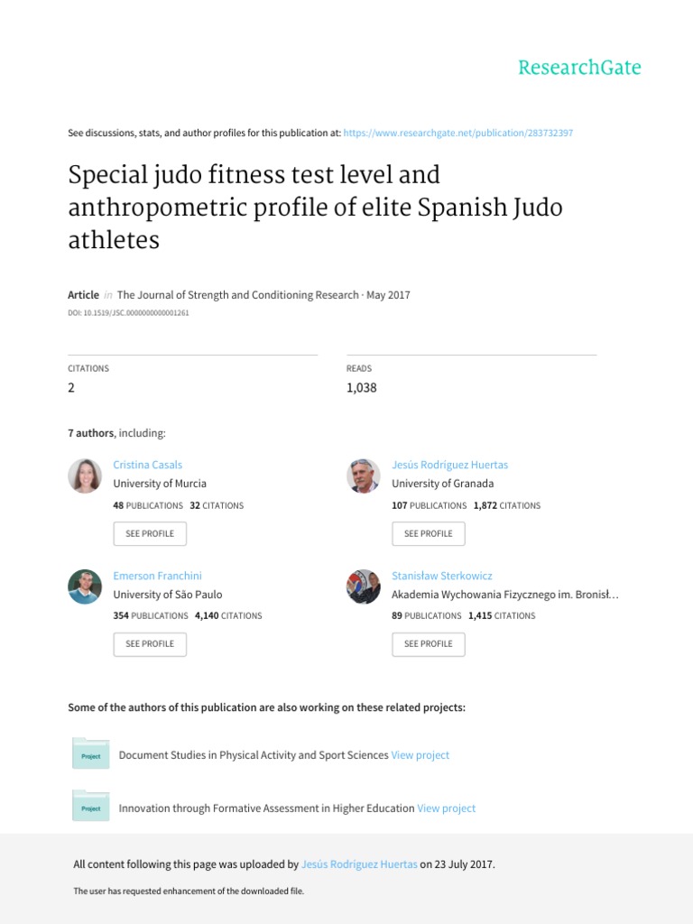 Casals Et Al 2017 Special Judo Fitness Test | PDF | Anthropometry ...