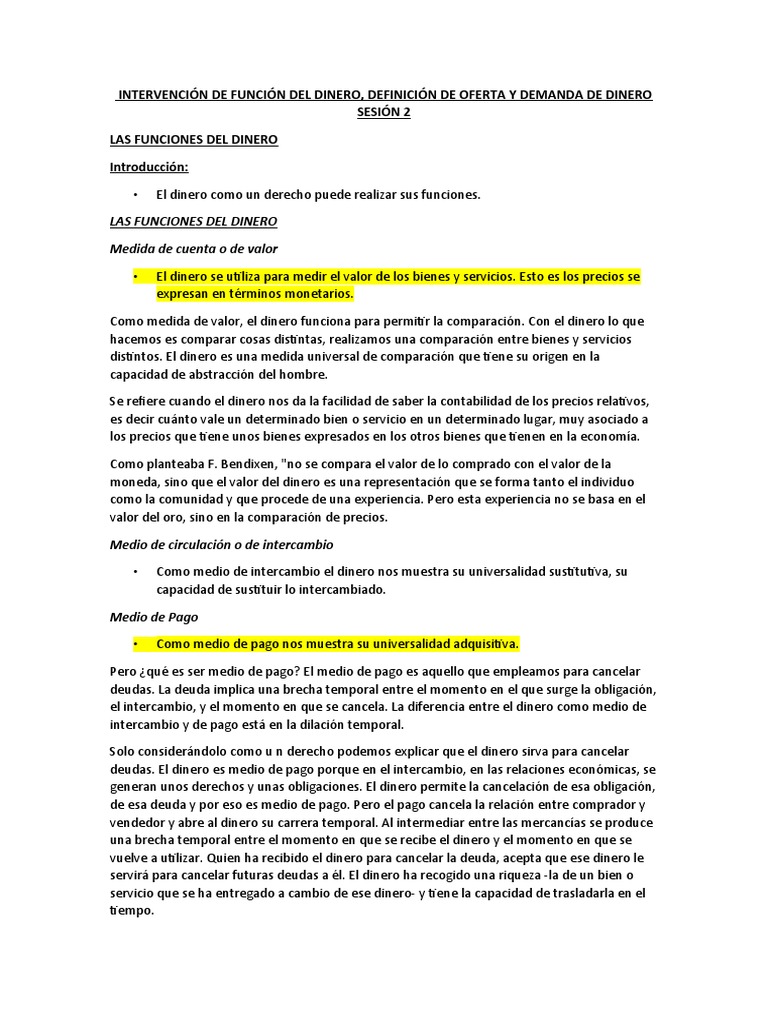 Funciones y Dinámica del Dinero | PDF | Dinero | Oferta de dinero