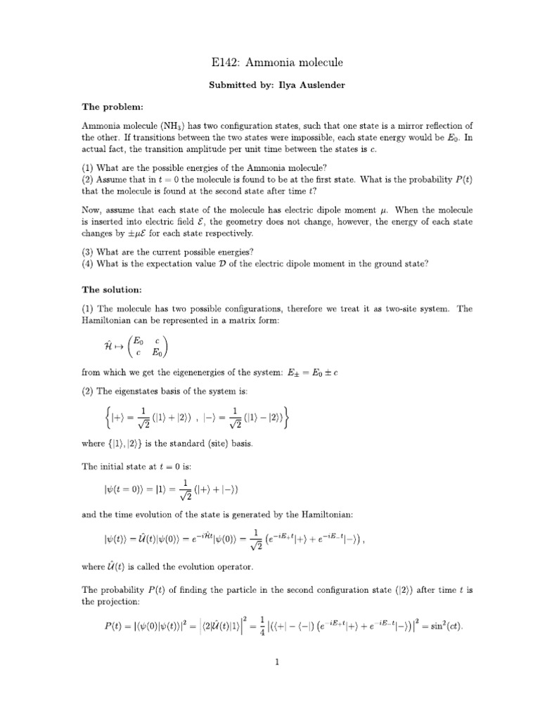 Ammonia Molecule Analysis Pdf