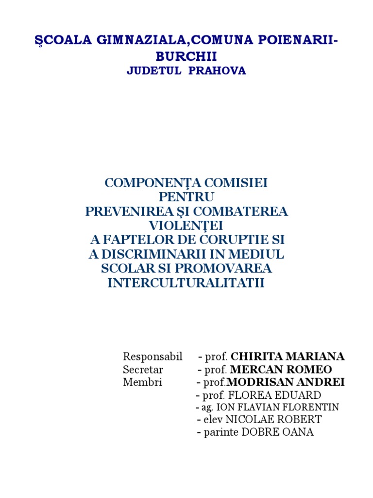 Plan Masuri Combaterea Violentei | PDF